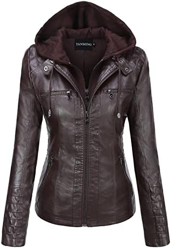 Lock and Love LL WJC1044 Women's Faux Leather Moto Biker Jacket